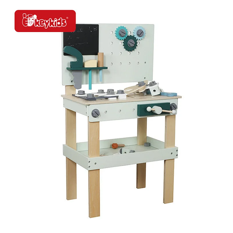 OEM educational construction play wooden workbench toy for kids W03D242
